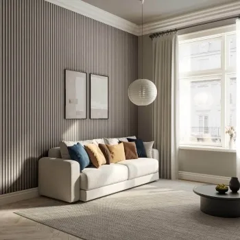 Trepanel® Texture Grey Taupe Woven Acoustic Wood & Felt Slat Panels