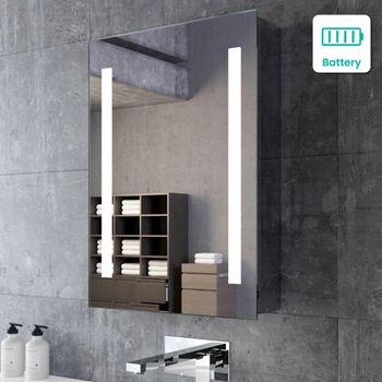 Emielia Battery Illuminated LED Mirror Cabinet 700x500mm