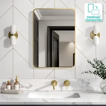 Essence Brushed Brass Rectangular Bathroom Mirror 700x500mm