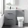 Avon Stone Grey Combination Basin Drawer and Aruba Toilet 1100mm - Black Accents - Left Handed