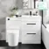Avon Gloss White Combination Basin Drawer and Boston Toilet 1100mm - Black Accents