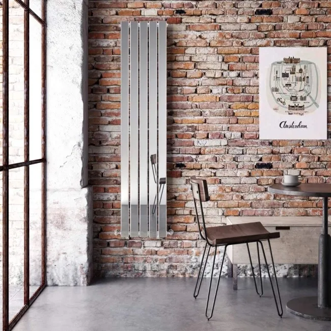 Faro Chrome Single Flat Panel Vertical Radiator 1600x350mm