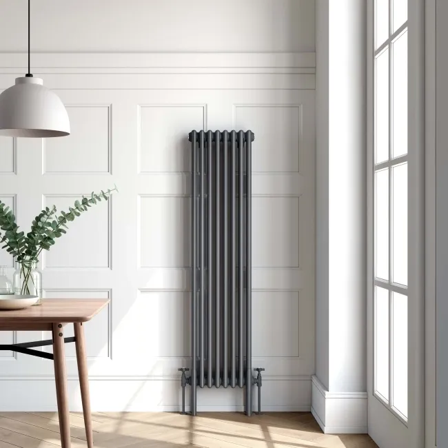 Athens Anthracite Triple Column Vertical Traditional Radiator 1500x380mm