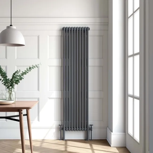 Athens Anthracite Double Column Vertical Traditional Radiator 1800x470mm