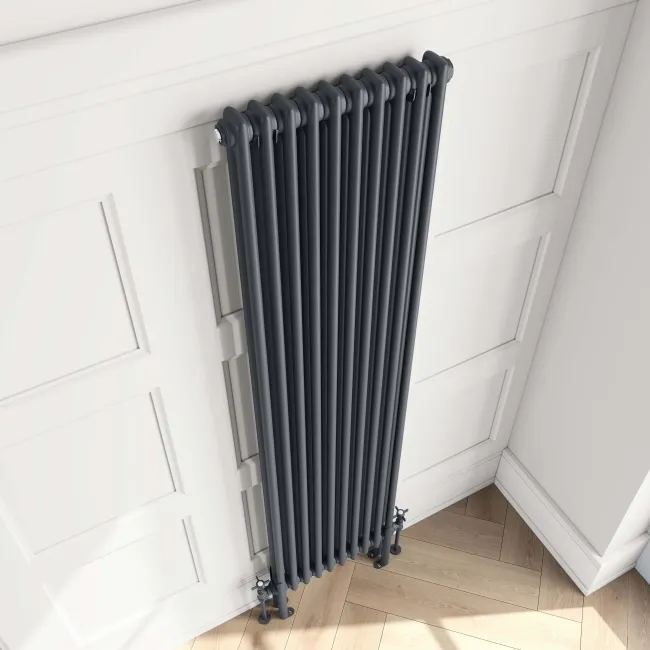 Athens Anthracite Double Column Vertical Traditional Radiator 1800x470mm