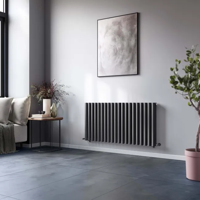 Marbella Anthracite Double Oval Panel Radiator 600x1200mm