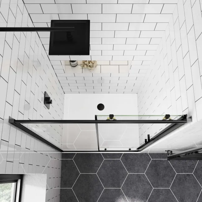 London Matt Black 6mm Sliding Shower Door 1000mm