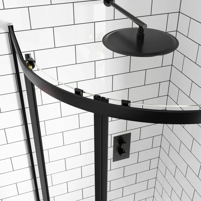 London Matt Black 6mm Offset Quadrant Shower Enclosure 1200x900mm