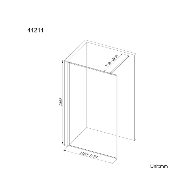 Munich Brushed Brass Framed Easy Clean 8mm Wet Room Shower Glass Panel 1200mm