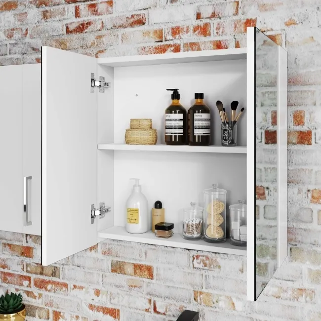 Gloss White Mirror Cabinet 600mm