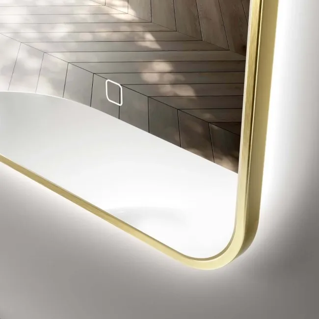 Olivia Brushed Brass Backlit llluminated LED Mirror 800x600mm