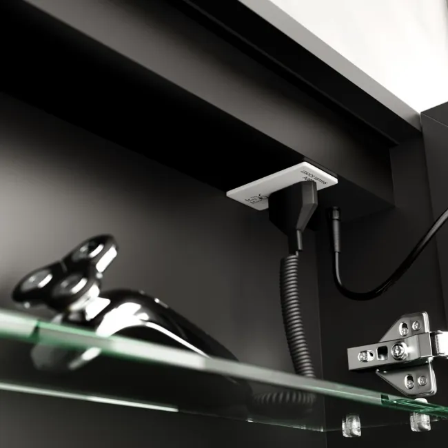 Esme Matt Black Illuminated LED Recessed Mirror Cabinet 700x800mm