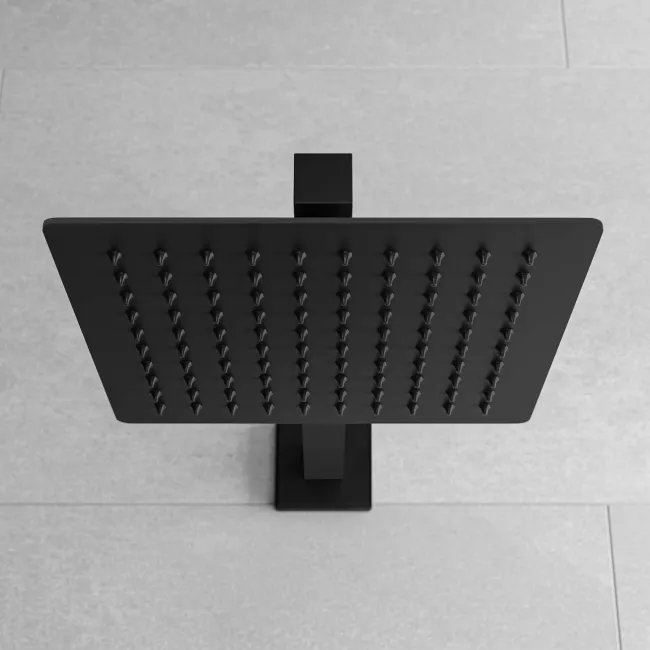 Galway Premium Matt Black Square Thermostatic Shower Set - 200mm Head