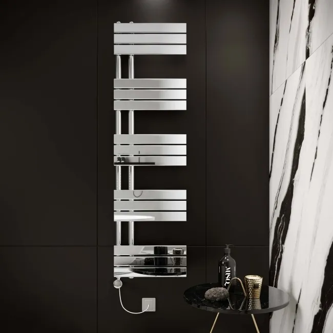 Seville Electric Chrome Designer Flat Panel Heated Towel Rail 1600x450mm