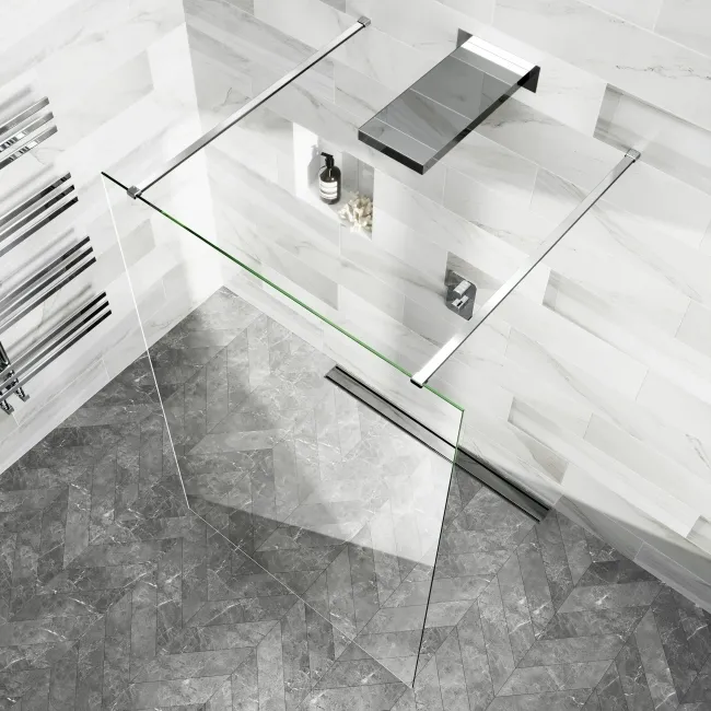 Copenhagen Easy Clean 8mm Walk Through Wet Room Shower Glass Panel 1200mm