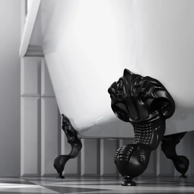 Abingdon 1700 Roll Top Shower Bath - Black Ball Feet & 6mm Easy Clean Screen