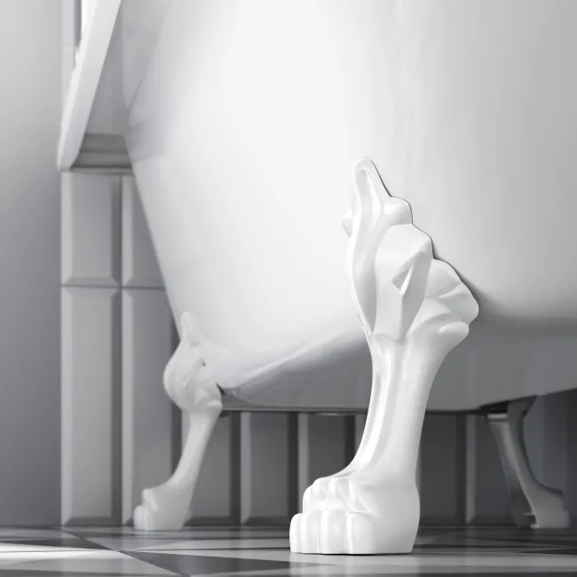 Abingdon 1500mm Roll Top Shower Bath - White Claw Feet & 6mm Easy Clean Screen