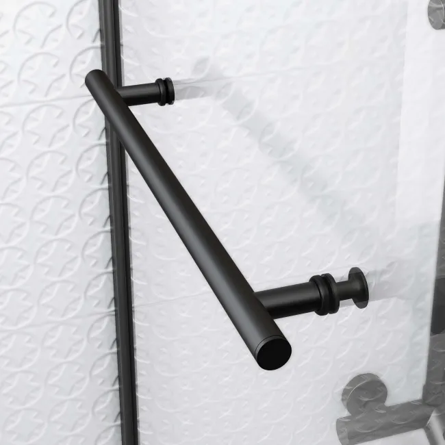 Stafford 1700x700 Shower Bath & 4mm Matt Black Screen with Rail