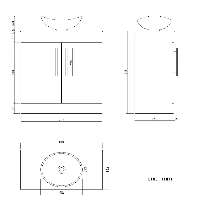 Avon Gloss White Vanity with Marble Top & Oval Counter Top Basin 800mm