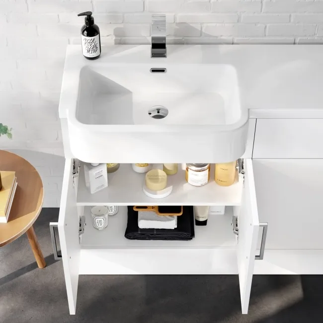 Harper Gloss White Combination Vanity Basin and Aruba Toilet 1200mm - Left Handed