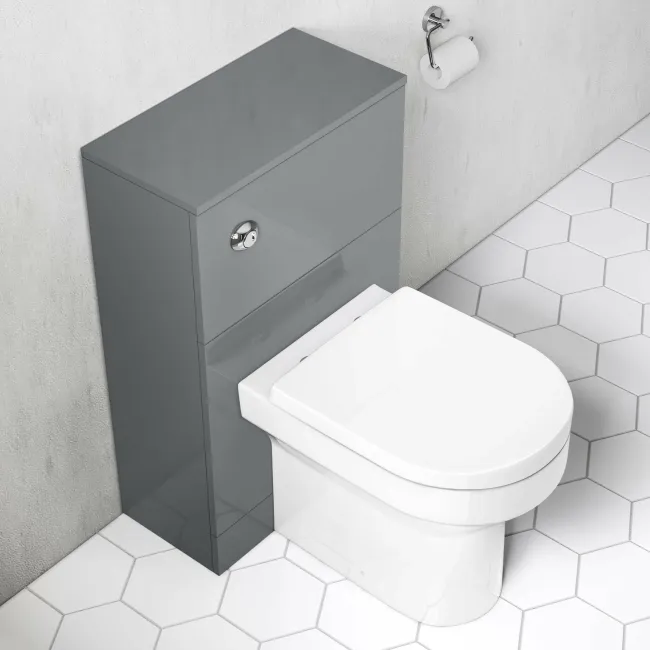 Austin Stone Grey Slimline Back To Wall Unit and Denver Toilet