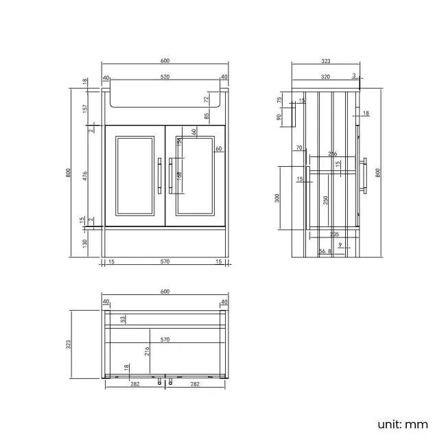 Monaco Graphite Grey Basin Vanity and Back To Wall Unit 1500mm (Excludes Pan & Cistern) - Brass Knurled Handles