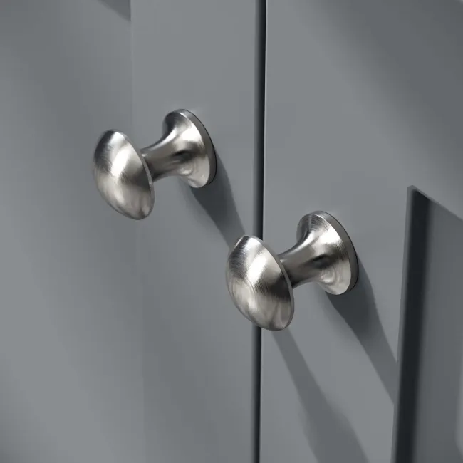 Milos Fog Grey Vanity with Troy Basin 600mm - Brushed Handles