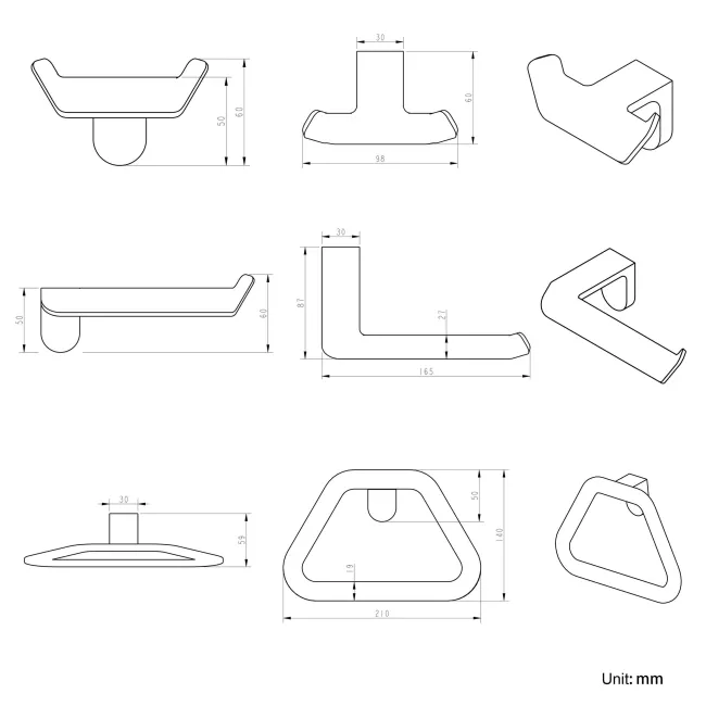 Eloise Matt Black 3 Pieces Accessory Set