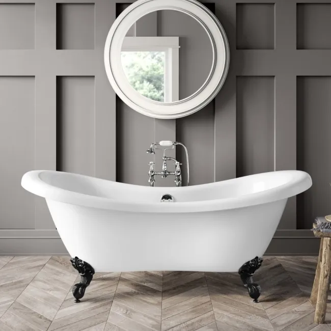 Tonbridge 1750mm Roll Top Bath - Black Ball Feet