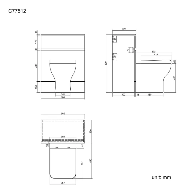 Foster Stone Grey Back To Wall Unit and Atlanta Toilet