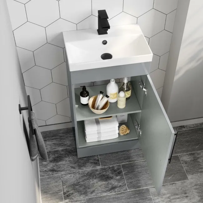 Avon Stone Grey Basin Vanity 450mm - Black Accents