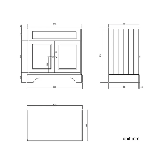 Lucia Midnight Green Vanity with Marble Top & Round Counter Top Basin 840mm - Brushed Brass Accents