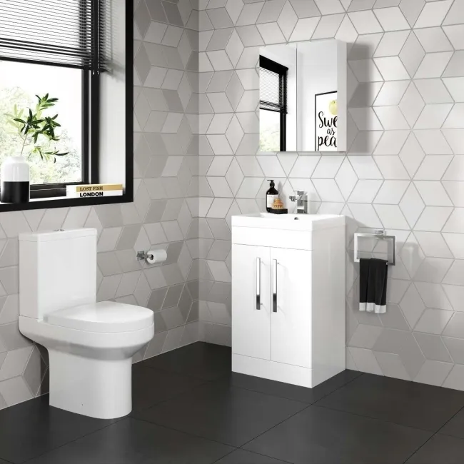 Avon Gloss White Basin Vanity 500mm and Toilet Set