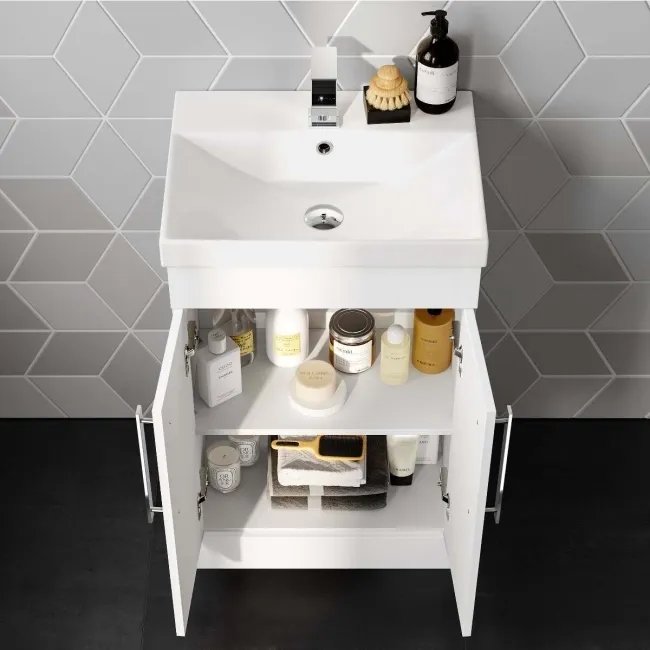 Avon Gloss White Basin Vanity 500mm and Toilet Set