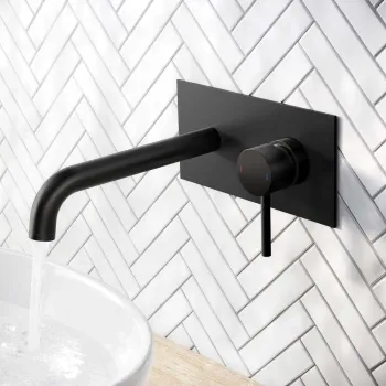 Trent Matt Black Wall Mounted Basin Mixer Tap