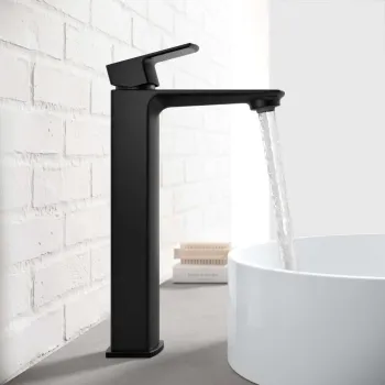 Mersey Matt Black High Rise Basin Mixer Tap