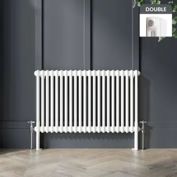 Athens White Double Column Horizontal Traditional Radiator 600x1010mm