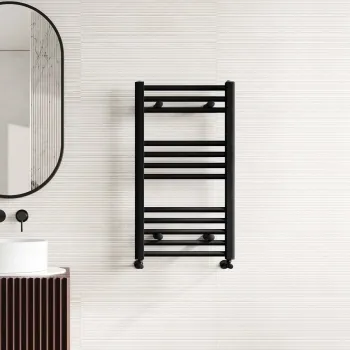 Naples Premium Matt Black Straight Heated Towel Rail 800x450mm