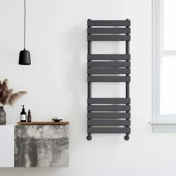Santorini Anthracite Flat Panel Heated Towel Rail 1200x450mm