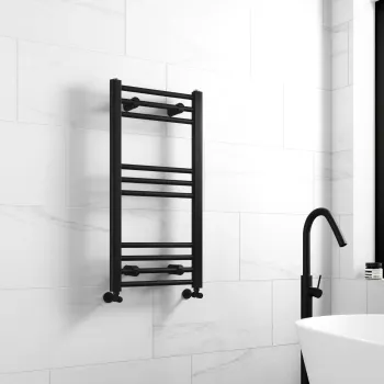 Barcelona Matt Black Straight Heated Towel Rail 800x400mm