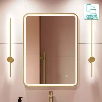 Olivia Brushed Brass Illuminated LED Mirror 800x600mm