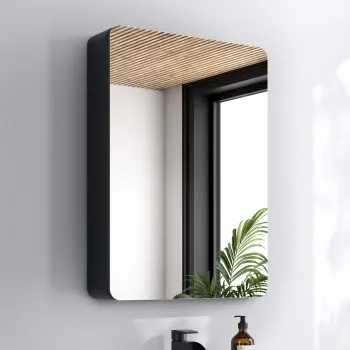 Aurora Matt Black Mirror Cabinet 700x500mm