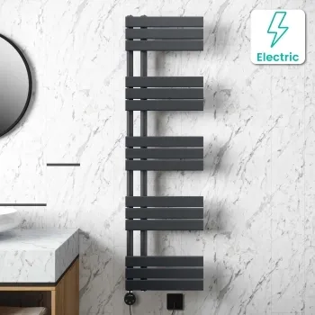 Seville Electric Anthracite Designer Flat Panel Heated Towel Rail 1600x450mm