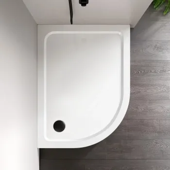 London Offset Quadrant Stone Shower Tray 1200x900mm - Left Handed & Riser Kit