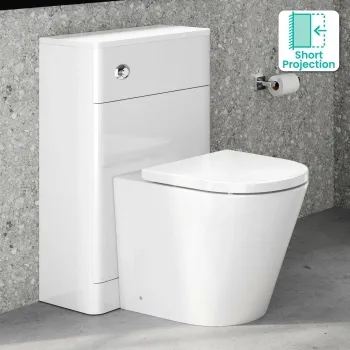 Curved Gloss White Slimline Back To Wall Unit and Boston Toilet