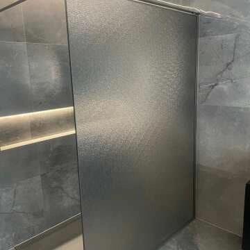 Lyon Gunmetal 8mm Laminated Wet Room Shower Glass Panel with Grey Frost Pattern 1400mm