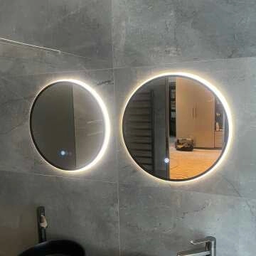 Delilah Black Framed Round Backlit LED Mirror With BLUETOOTH Speaker 500mm