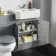 Monaco Dove Grey Combination Vanity Traditional Basin and Hudson Toilet with Wooden Seat 1200mm