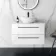 Elba Gloss White Wall Hung Drawer Vanity with Marble Top & Oval Counter Top Basin 800mm - Black Accents