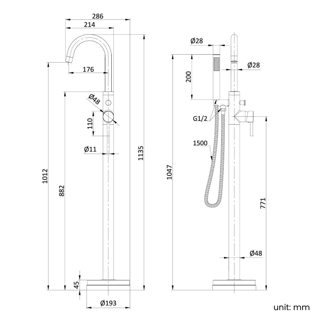 Selma Chrome Freestanding Bath Shower Mixer Tap